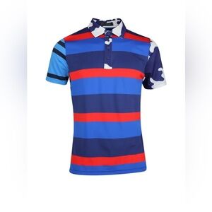 G/Fore Men’s Red,White & Blue Camo And Striped Polo Shirt-Size Medium NWT🇺🇸